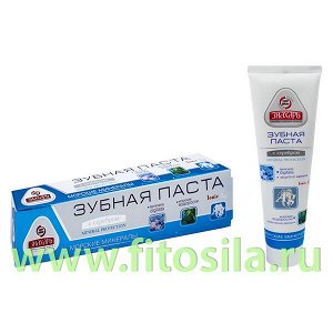 Зубная паста "Знахарь" " Морские минералы". (в футляре). 124 гр.