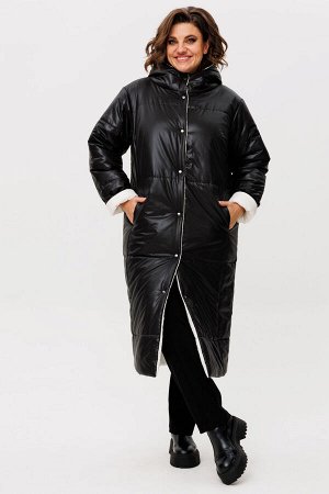 Пальто Пальто Rumoda 2236 бело-черный 
Состав: ПЭ-100%;
Сезон: Осень-Зима
Рост: 164

Пальто женское ДВУХСТОРОНЕЕ с капюшоном, на утеплителе ISOSOFT (300 г/м2 Бельгия). Прямого силуэта. По переду в ре