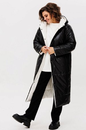 Пальто Пальто Rumoda 2236 бело-черный 
Состав: ПЭ-100%;
Сезон: Осень-Зима
Рост: 164

Пальто женское ДВУХСТОРОНЕЕ с капюшоном, на утеплителе ISOSOFT (300 г/м2 Бельгия). Прямого силуэта. По переду в ре