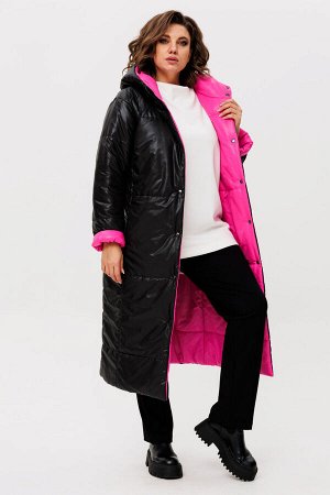 Пальто Пальто Rumoda 2236 розово-черный 
Состав: ПЭ-100%;
Сезон: Осень-Зима
Рост: 164

Пальто женское ДВУХСТОРОНЕЕ с капюшоном, на утеплителе ISOSOFT (300 г/м2 Бельгия). Прямого силуэта. По переду в 