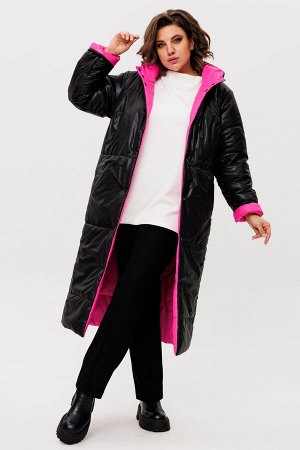 Пальто Пальто Rumoda 2236 розово-черный 
Состав: ПЭ-100%;
Сезон: Осень-Зима
Рост: 164

Пальто женское ДВУХСТОРОНЕЕ с капюшоном, на утеплителе ISOSOFT (300 г/м2 Бельгия). Прямого силуэта. По переду в 