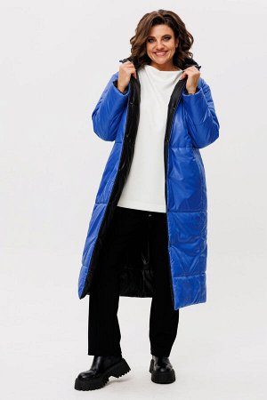 Пальто Пальто Rumoda 2236 сине-черный 
Состав: ПЭ-100%;
Сезон: Осень-Зима
Рост: 164

Пальто женское ДВУХСТОРОНЕЕ с капюшоном, на утеплителе ISOSOFT (300 г/м2 Бельгия). Прямого силуэта. По переду в ре