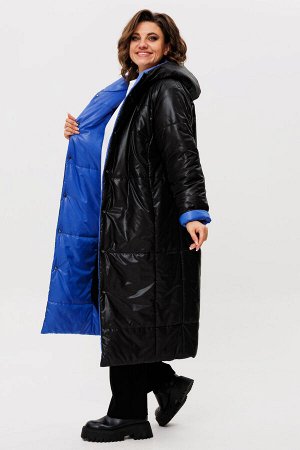 Пальто Пальто Rumoda 2236 сине-черный 
Состав: ПЭ-100%;
Сезон: Осень-Зима
Рост: 164

Пальто женское ДВУХСТОРОНЕЕ с капюшоном, на утеплителе ISOSOFT (300 г/м2 Бельгия). Прямого силуэта. По переду в ре