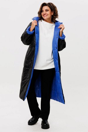 Пальто Пальто Rumoda 2236 сине-черный 
Состав: ПЭ-100%;
Сезон: Осень-Зима
Рост: 164

Пальто женское ДВУХСТОРОНЕЕ с капюшоном, на утеплителе ISOSOFT (300 г/м2 Бельгия). Прямого силуэта. По переду в ре