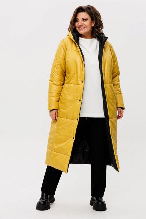 Пальто Пальто Rumoda 2236 желто-черный 
Состав: ПЭ-100%;
Сезон: Осень-Зима
Рост: 164

Пальто женское ДВУХСТОРОНЕЕ с капюшоном, на утеплителе ISOSOFT (300 г/м2 Бельгия). Прямого силуэта. По переду в р