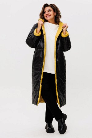 Пальто Пальто Rumoda 2236 желто-черный 
Состав: ПЭ-100%;
Сезон: Осень-Зима
Рост: 164

Пальто женское ДВУХСТОРОНЕЕ с капюшоном, на утеплителе ISOSOFT (300 г/м2 Бельгия). Прямого силуэта. По переду в р