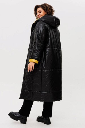 Пальто Пальто Rumoda 2236 желто-черный 
Состав: ПЭ-100%;
Сезон: Осень-Зима
Рост: 164

Пальто женское ДВУХСТОРОНЕЕ с капюшоном, на утеплителе ISOSOFT (300 г/м2 Бельгия). Прямого силуэта. По переду в р