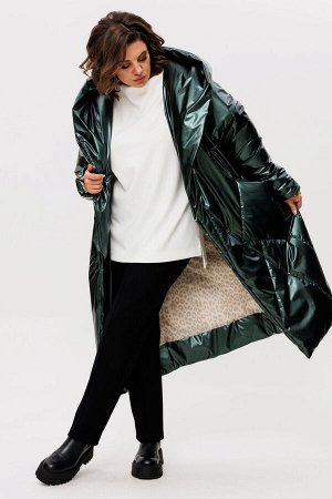 Пальто Пальто Rumoda 2235 зеленый 
Состав: ПЭ-100%;
Сезон: Осень-Зима
Рост: 164

Пальто женское с капюшоном, на утеплителе ISOSOFT (200 г/м2 Бельгия), свободного силуэта зауженное к низу. По переду и