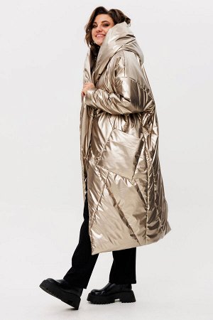 Пальто Пальто Rumoda 2235 золотой 
Состав: ПЭ-100%;
Сезон: Осень-Зима
Рост: 164

Пальто женское с капюшоном, на утеплителе ISOSOFT (200 г/м2 Бельгия), свободного силуэта зауженное к низу. По переду и