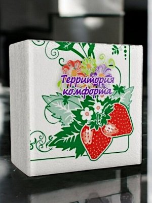 Салфетки бумажные сервировочные 50 листов, 25*25 см, рисунок КЛУБНИКА