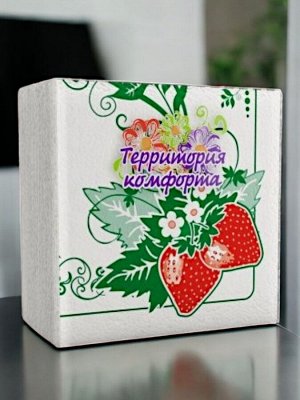 Салфетки бумажные сервировочные 50 листов, 25*25 см, рисунок КЛУБНИКА