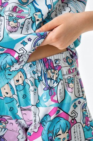 Хлопковая пижама для девочки с шортами Happyfox