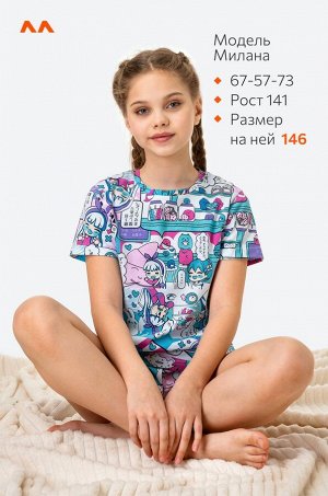 Хлопковая пижама для девочки с шортами Happyfox