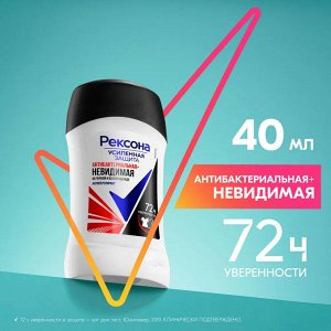 Рексона Женский Антиперспирант-стик "Антибактериальная и невидимая на черной и белой одежде" 40 мл