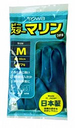 Виниловые перчатки без покрытия внутри TOWA (Япония)  (M/голубой)