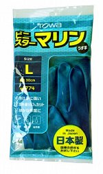 Виниловые перчатки без покрытия внутри TOWA (Япония) (L/голубой)