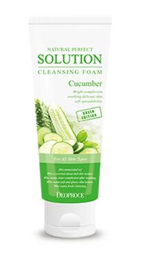 DEOPROCE Natural Perfect Solution Cleansing Foam Cucumber Пенка для умывания с экстрактом огурца 170г