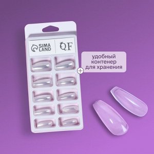 Типсы для наращивания ногтей, 100 шт., форма балерина, полное покрытие, в контейнере, прозрачные