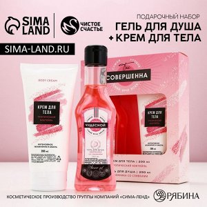 Подарочный набор косметики «Ты совершенна!»: гель для душа во мартини 250 мл и крем для тела 200 мл, Чистое счастье