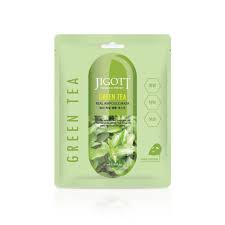 JIGOTT REAL AMPOULE MASK GREEN TEA 27ml*10шт. Тканевая маска для лица с экстрактом зеленого чая 27мл.