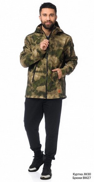 Куртка Куртка из утепленной плащевки на молнии с капюшоном, на полочке и рукаве карманы на молнии, по низу рукавов паты. Материал: SOFTSHELL (Софтшелл). Цвет - василек, асфальт, 
хаки милитари, т.сини