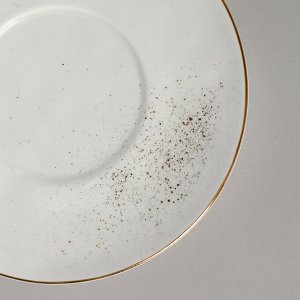 Чайный набор из упрочнённого фарфора BRONCO GOLD на 2 персоны, 4 предмета, 350 мл — современная элегантность с золотым декором, 1 шт.