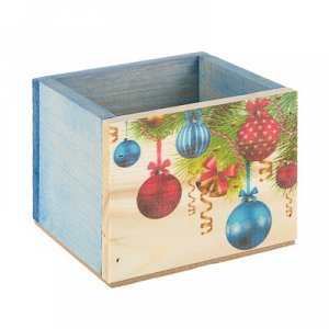 Ящик из массива сосны 12,5х10,5х9,5 см новогодний №6