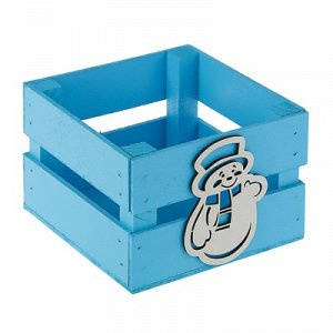 Ящик реечный Снеговик (декор) 13х13х9 см,голубой
