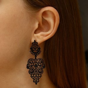 Серьги металл «Люстры» монелия, цвет чёрный
