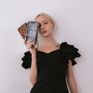 Кошелёк женский на молнии с ремешком, цвет серый