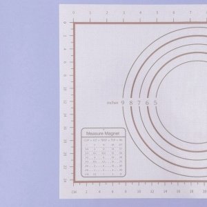Коврик для выпечки и раскатки теста с разметкой, армированный, силикон, 42x29.5 см, белый