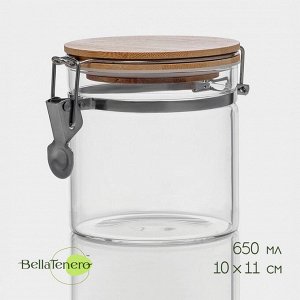 Банка для сыпучих продуктов BellaTenero «Эко», 650 мл, 10*11 см, с бугельным замком, стекло, прозрачная