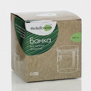 Банка для сыпучих BellaTenero «Эко», 650 мл, 10x11 см, с бугельным замком, стекло, прозрачная