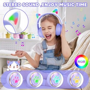 Наушники беспроводные Cat Ears кошачьи ушки светящиеся, 400mAh