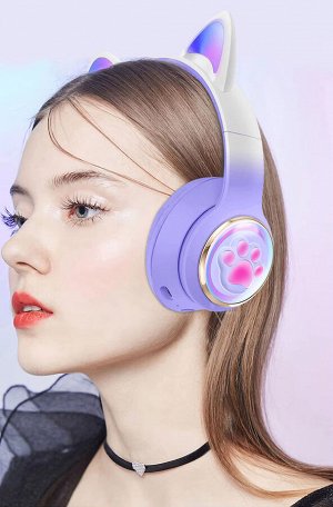 Наушники беспроводные Cat Ears кошачьи ушки светящиеся, 400mAh