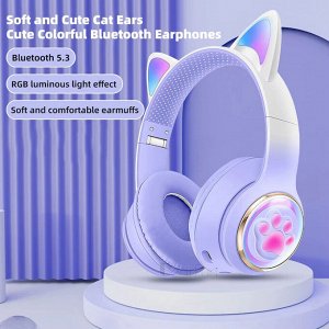 Наушники беспроводные Cat Ears кошачьи ушки светящиеся, 400mAh