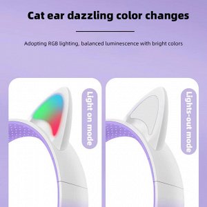 Наушники беспроводные Cat Ears кошачьи ушки светящиеся, 400mAh