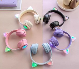 Premium Наушники беспроводные Cat Ears кошачьи ушки светящиеся, 400mAh