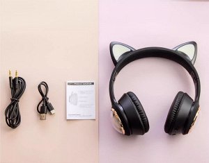 Premium Наушники беспроводные Cat Ears кошачьи ушки светящиеся, 400mAh