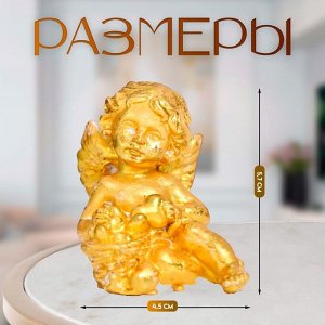 Фигурка полистоун «Ангел с сердцем», золото, 4.5x4.5x5.7 см, МИКС