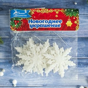 Ёлочные игрушки 6 шт. «Зимнее волшебство. Снежинка полярная» пластик, d-6 см, белый