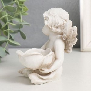Фигурка полистоун подсвечник «Ангелочек с цветком», 10x8.2x9.2 см, МИКС