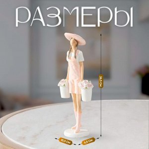 Фигурка полистоун «Девушка с ведёрками цветов», 10.5?6.5?26.5 см