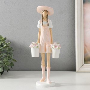 Фигурка полистоун «Девушка с ведёрками цветов», 10.5?6.5?26.5 см