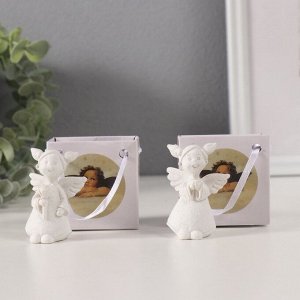 Фигурка полистоун «Девочка ангел с двумя хвостиками», белый, 3.5x3x5.5 см, МИКС