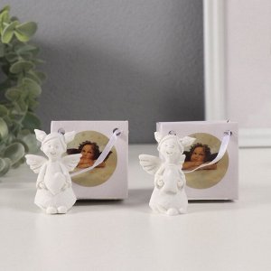 Фигурка полистоун «Девочка ангел с двумя хвостиками», белый, 3.5x3x5.5 см, МИКС