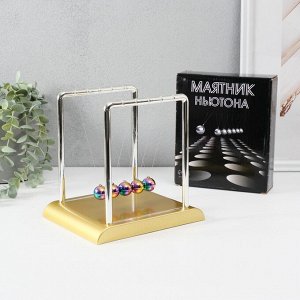 Маятник настольный антистресс «Шары Ньютона. Колыбель техно», пластик, золотой, бензиновый шаров, 18?15?17.5 см