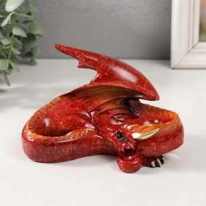 Фигурка полистоун «Красный дракон свернулся калачиком», лак, 15x10.5x10 см