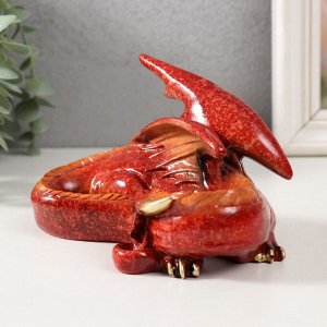 Фигурка полистоун «Красный дракон свернулся калачиком», лак, 15x10.5x10 см