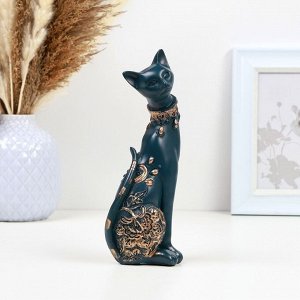 Фигурка полистоун «Кошка», синяя, 20x8 см